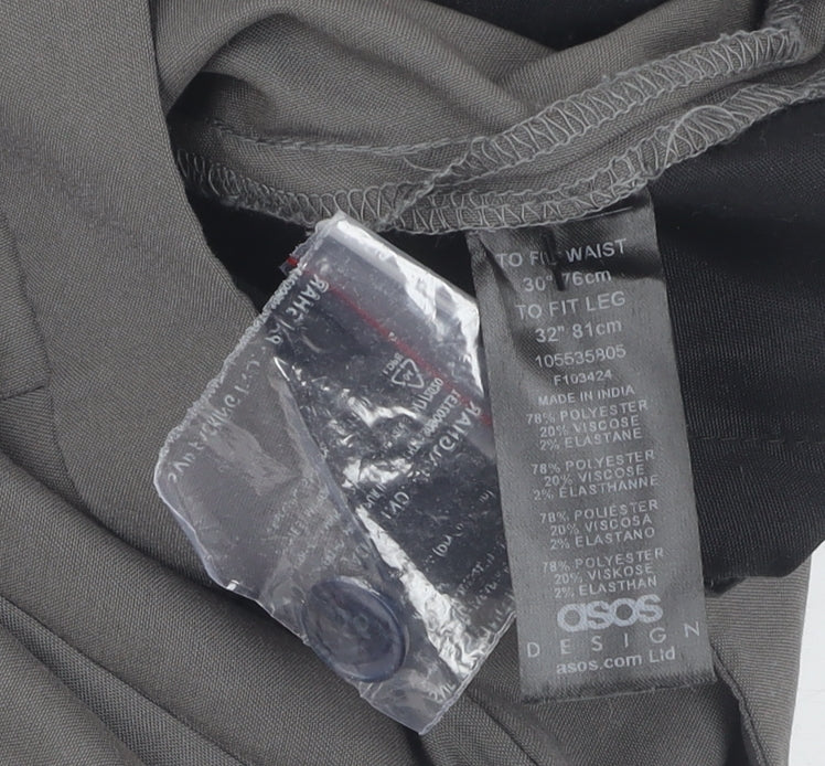 ASOS DESIGN Men's Grey Dress Pants, Size 30