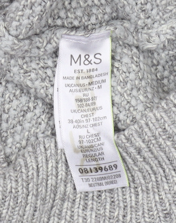 Marks and Spencer Men's Grey Medium 1/2 Zip Jumper