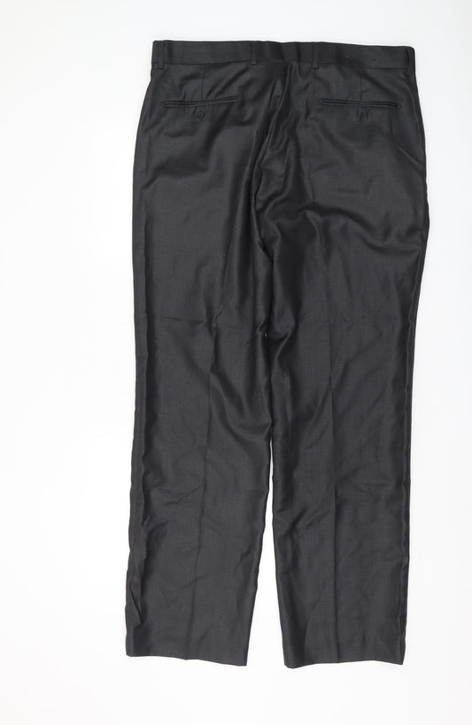 Mens UK Size 36 Cerruti Regular Fit Dress Pants Black Trousers