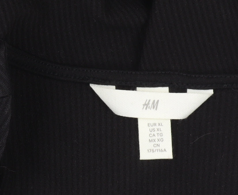 H&M Women's Black Bodycon Midi Dress, Size 12, Sleeveless Elegance