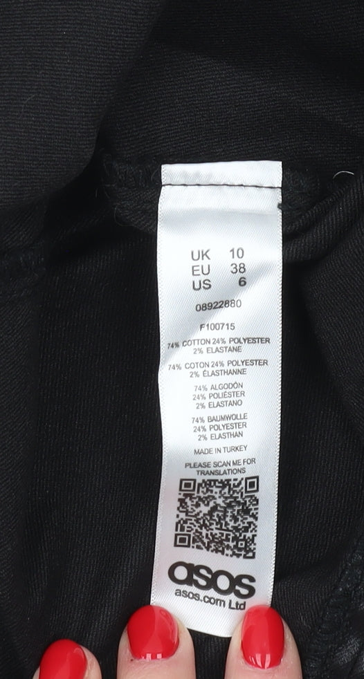 Close-up detail of ASOS Women's Black Straight Pencil Skirt, size 10