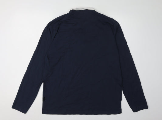 Peter Werth Men's Blue Long Sleeve Polo Shirt