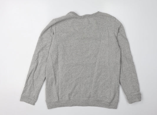 Bershka Women's Grey Floral Graphic Sweatshirt L