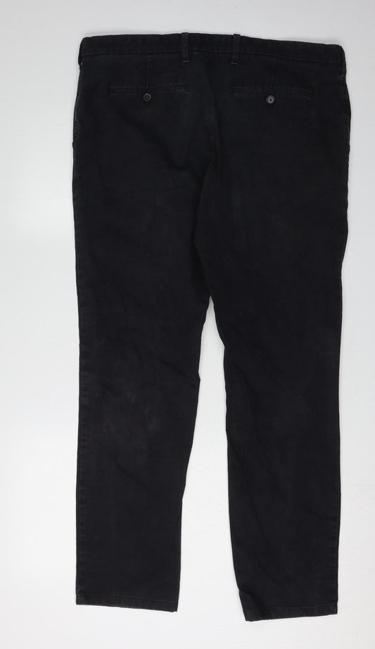 Marks and Spencer Men's Black Regular Fit Trousers 36