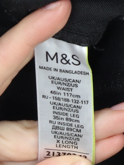 Marks and Spencer Men's Black XL Straight Trousers