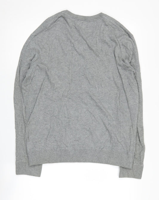 GAP Men's Grey V-Neck Cotton Pullover Jumper M