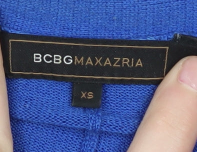 BCBGMAXAZRIA Women's Blue Merino Wool Cardigan XS