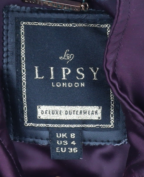 Womens UK Size 8 Lipsy Purple Parka Coat
