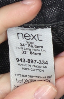 Next Men's Slim Black Jeans, L Size, Distressed Style