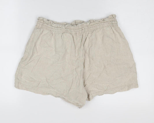 H&M Women's Beige Paperbag Shorts M Relaxed Fit