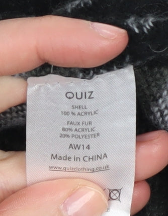 Womens UK Size One Size Quiz Black Cape Jumper