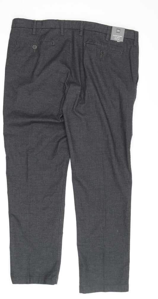 Marks and Spencer Men's Grey Slim Fit Trousers Size 40