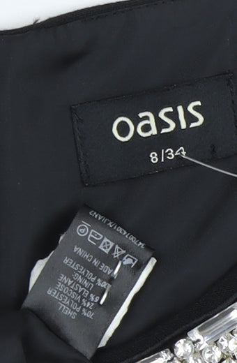 Oasis Women's Black Beaded Collar Sheath Dress - Size 8