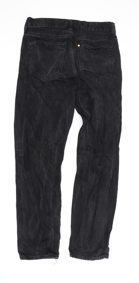 Mens UK Size 32 H&M Relaxed Fit Straight Black Jeans
