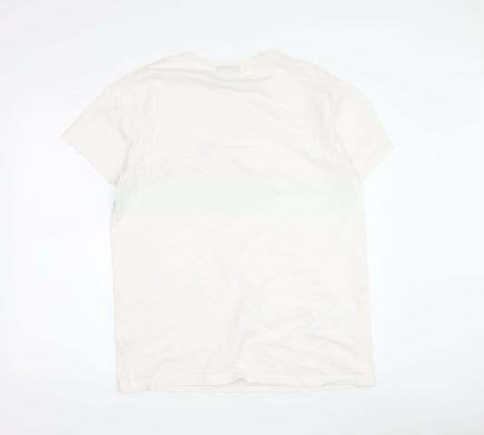 NASA Men's White L T-Shirt, Space Theme, Graphic Logo