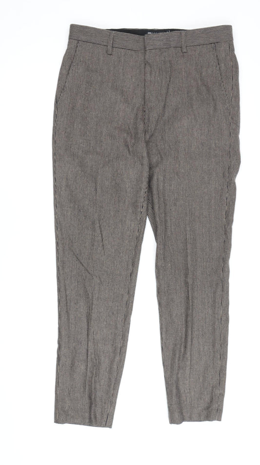 Additional front view of ASOS DESIGN Men's Brown Striped Trousers L