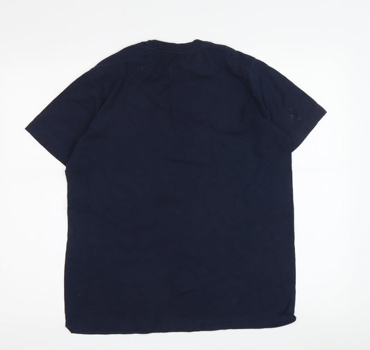 Nike Men's Blue Crew Neck T-Shirt, Size M, Logo Accent