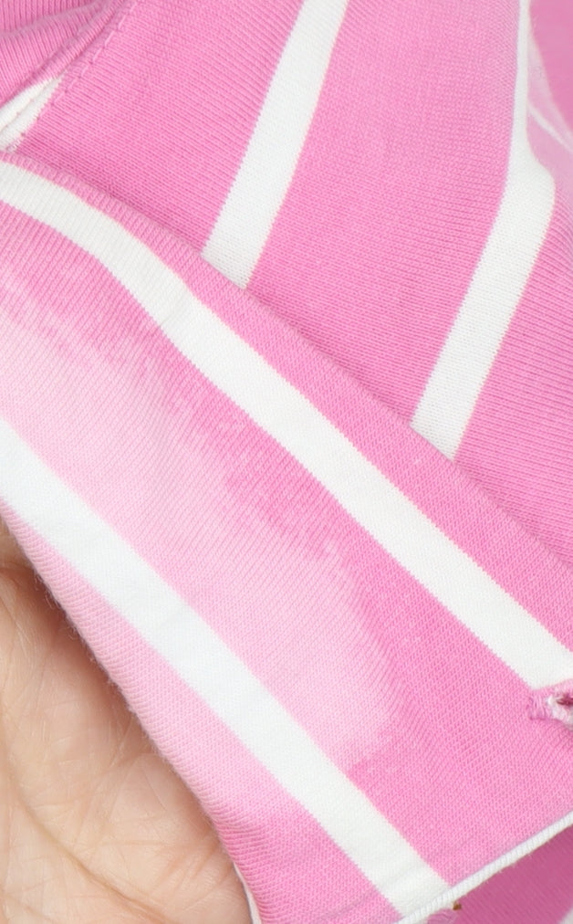 Karl Kertess Men's Pink Striped Polo, Medium, Short Sleeve