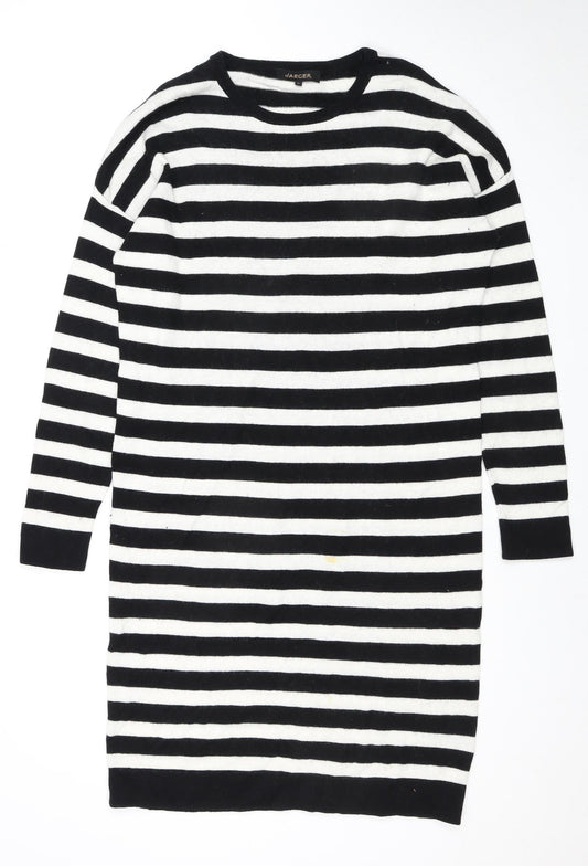 Additional front view of Jaeger Women's Black Striped Dress, M