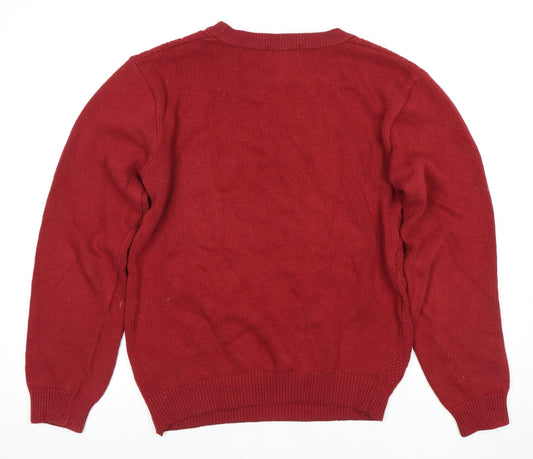 Topman Men's Red XS Cable-Knit Crew Neck Pullover Jumper
