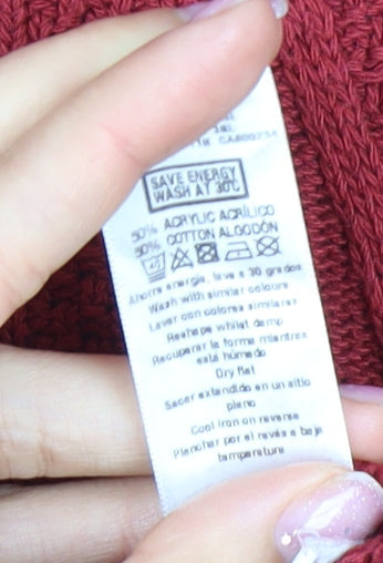 Topman Men's Red XS Cable-Knit Crew Neck Pullover Jumper