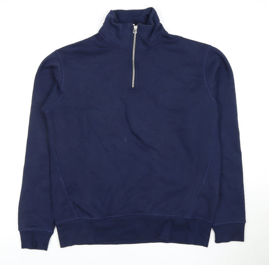 Zara Men's Blue 1/2 Zip Sweatshirt Size S