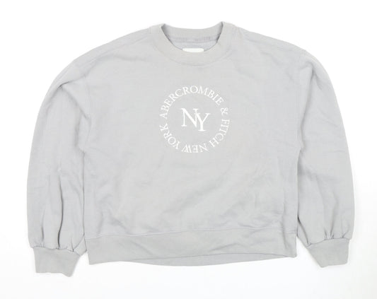 Womens UK Size S Abercrombie & Fitch Grey Pullover Sweatshirt