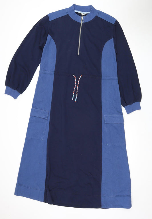 Additional front view of White Stuff Blue Colourblock Dress - UK 10
