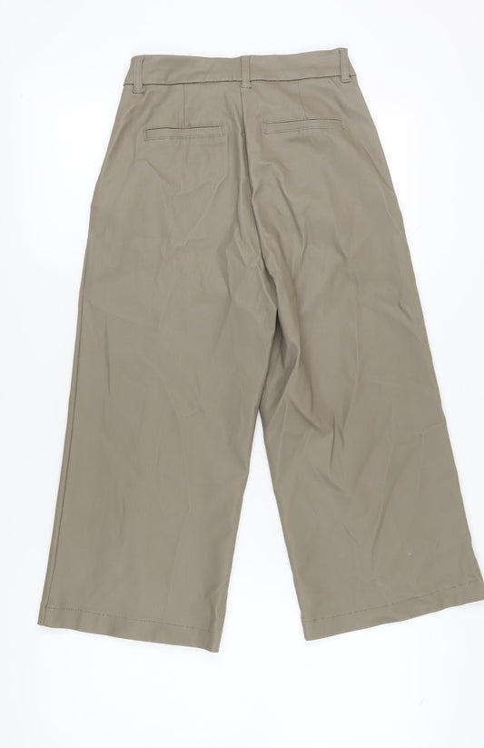 Womens UK Size 8L NEXT Relaxed Fit Cropped Beige Trousers
