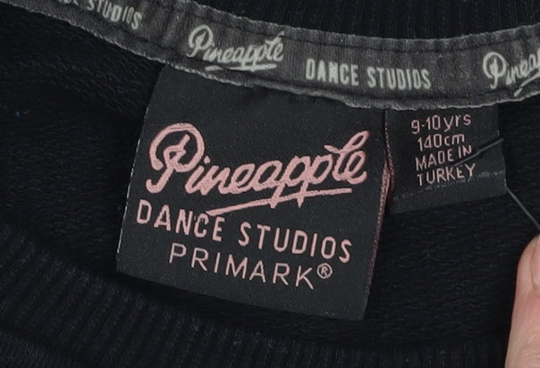Pineapple Girls Black Sweatshirt 9-10 Years Crew Neck Dance