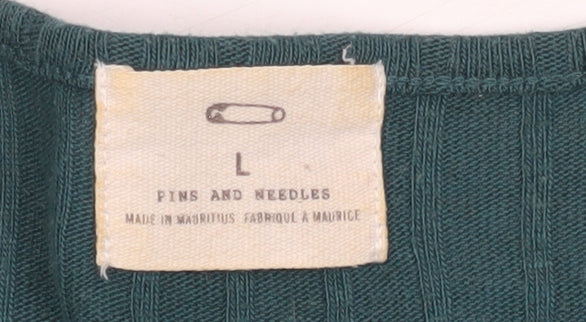 Womens UK Size L Pins and Needles Green Cropped Blouse