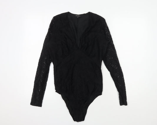 Womens UK Size 10 River Island Black Wrap Blouse