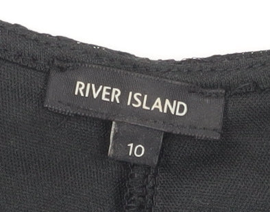 Womens UK Size 10 River Island Black Wrap Blouse