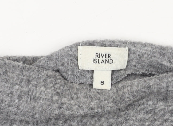 Womens UK Size 8 River Island Grey Basic T-Shirt
