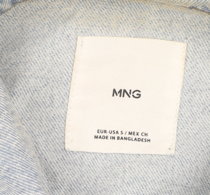 MNG Women's Blue Denim Cropped Jacket Size S