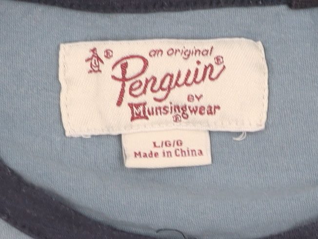 Original Penguin Men’s Blue Cotton Crew Neck T-Shirt - L