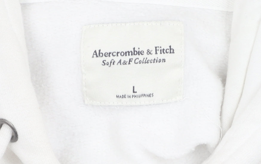 Abercrombie & Fitch Women White Hoodie L Pullover