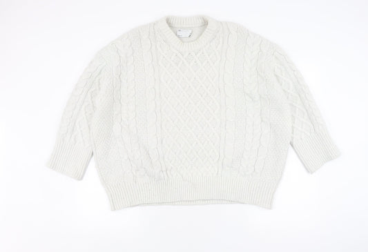 Additional front view of ASOS DESIGN Women's White Cable-Knit jumper
