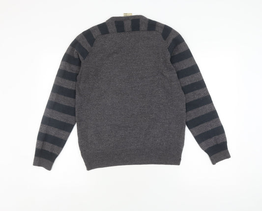 Timberland Men's Grey Slim Fit Striped Pullover Jumper L