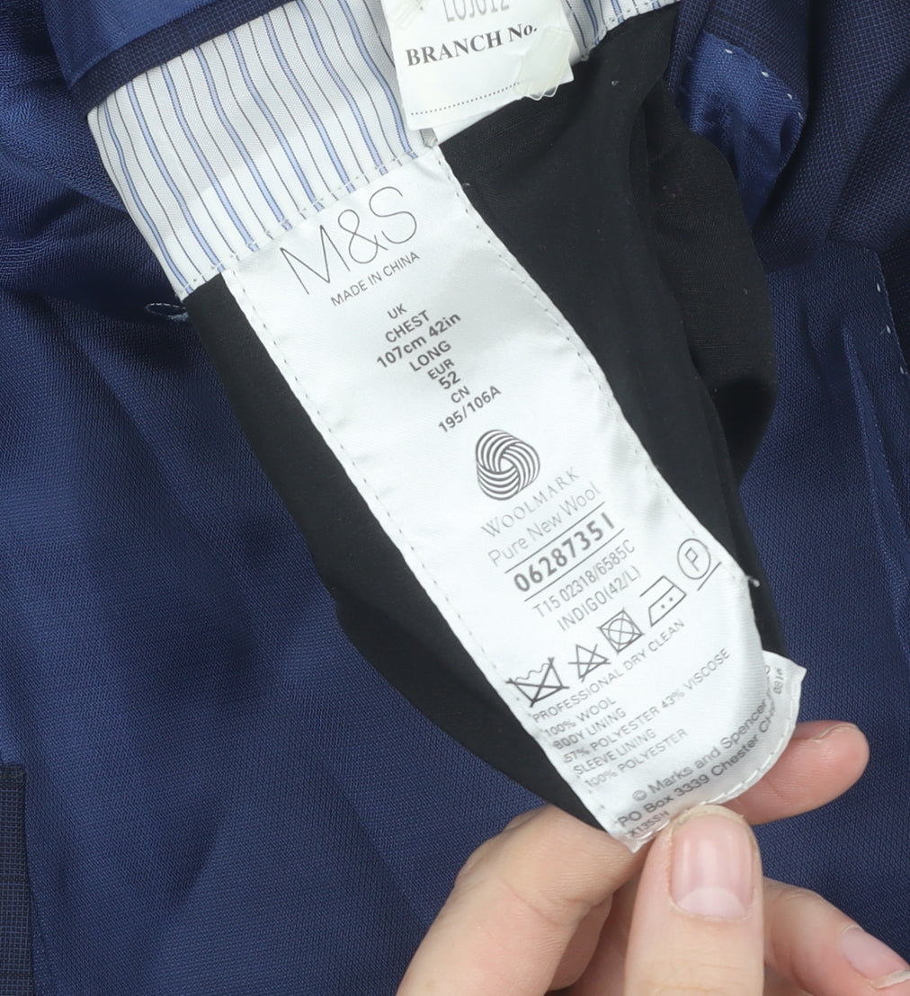 Mens UK Size 42 Marks and Spencer Regular Blue Suit Jacket