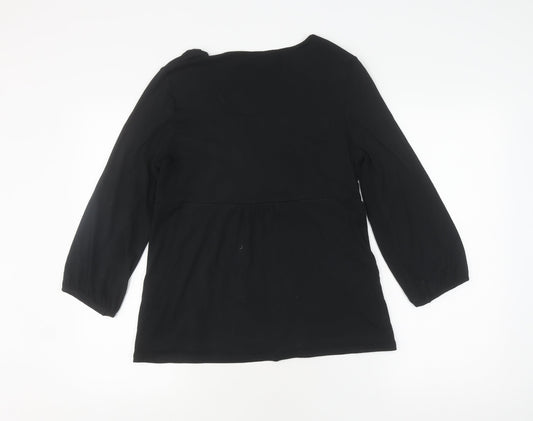 Boden Black 3/4 Sleeve V-Neck Women's Top Size 14