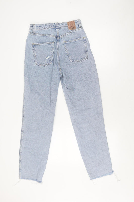 Zara Women's Blue Mom Jeans Size 6 High Rise Distressed