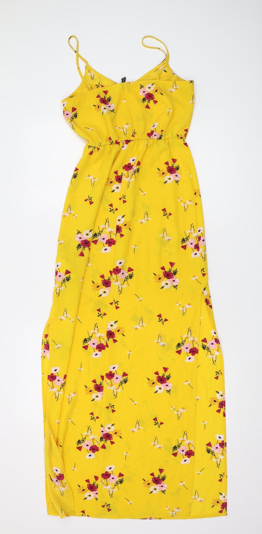 H&M Women's Yellow Floral Maxi Dress Size 4