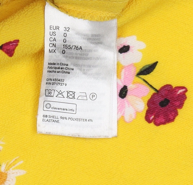 H&M Women's Yellow Floral Maxi Dress Size 4