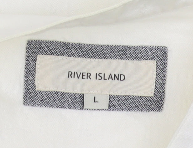 River Island Men's L White Long Sleeve Casual Shirt