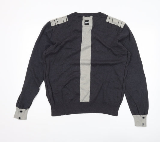 Henleys Men's Grey Henley Jumper, M, Long Sleeve, Button Accent