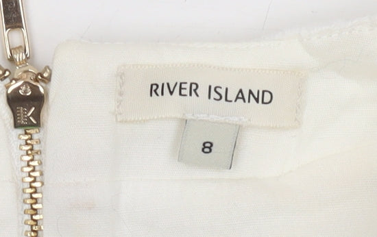 Womens UK Size 8 River Island White Tunic Blouse