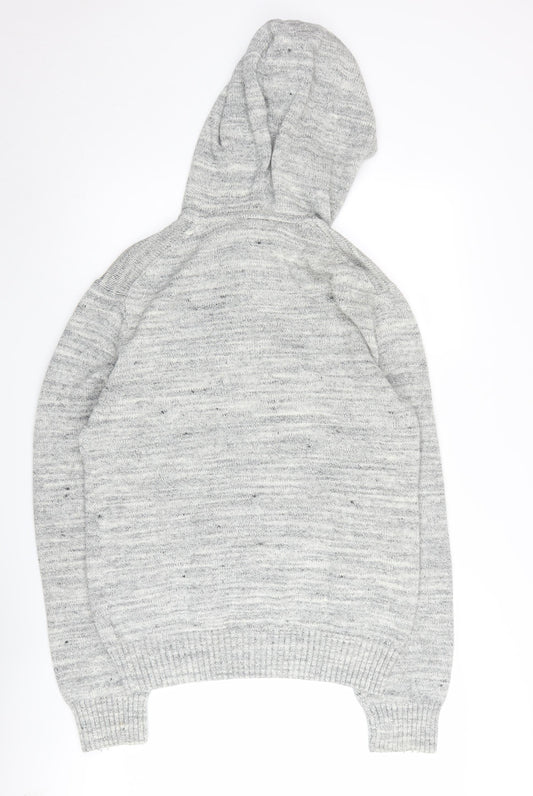 H&M Grey Henley Hoodie L Unisex Adults