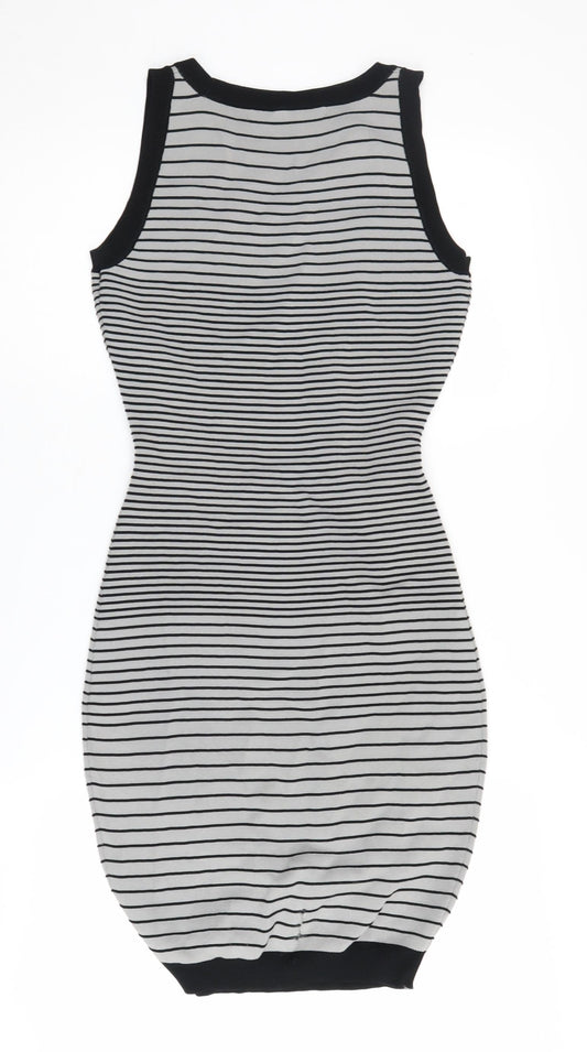 Guess Women's Black & White Striped Bodycon Dress S
