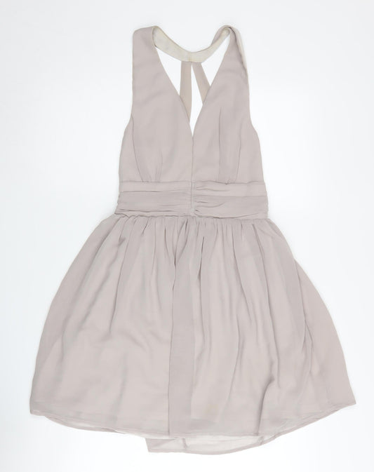Glamorous Women's Beige Party Dress - S, Sleeveless V-Neck